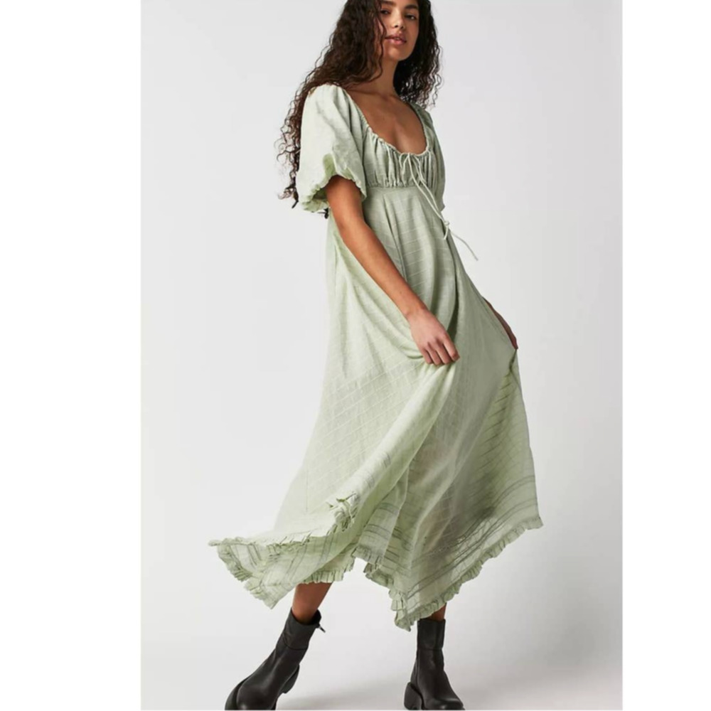 Free People Green Tiered Maxi Sundress